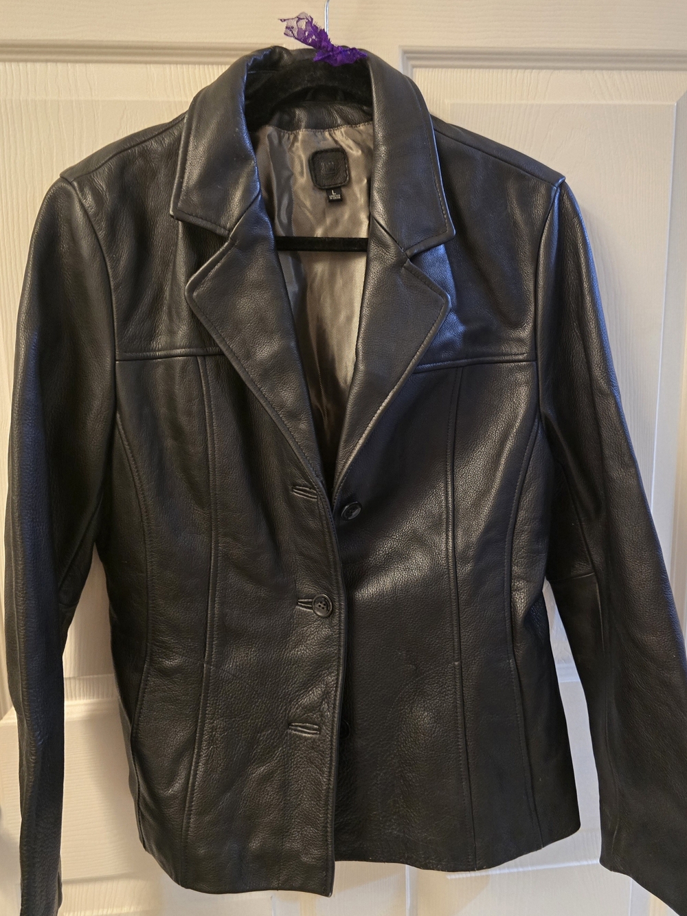 Classic Black Leather Women's Blazer Jacket